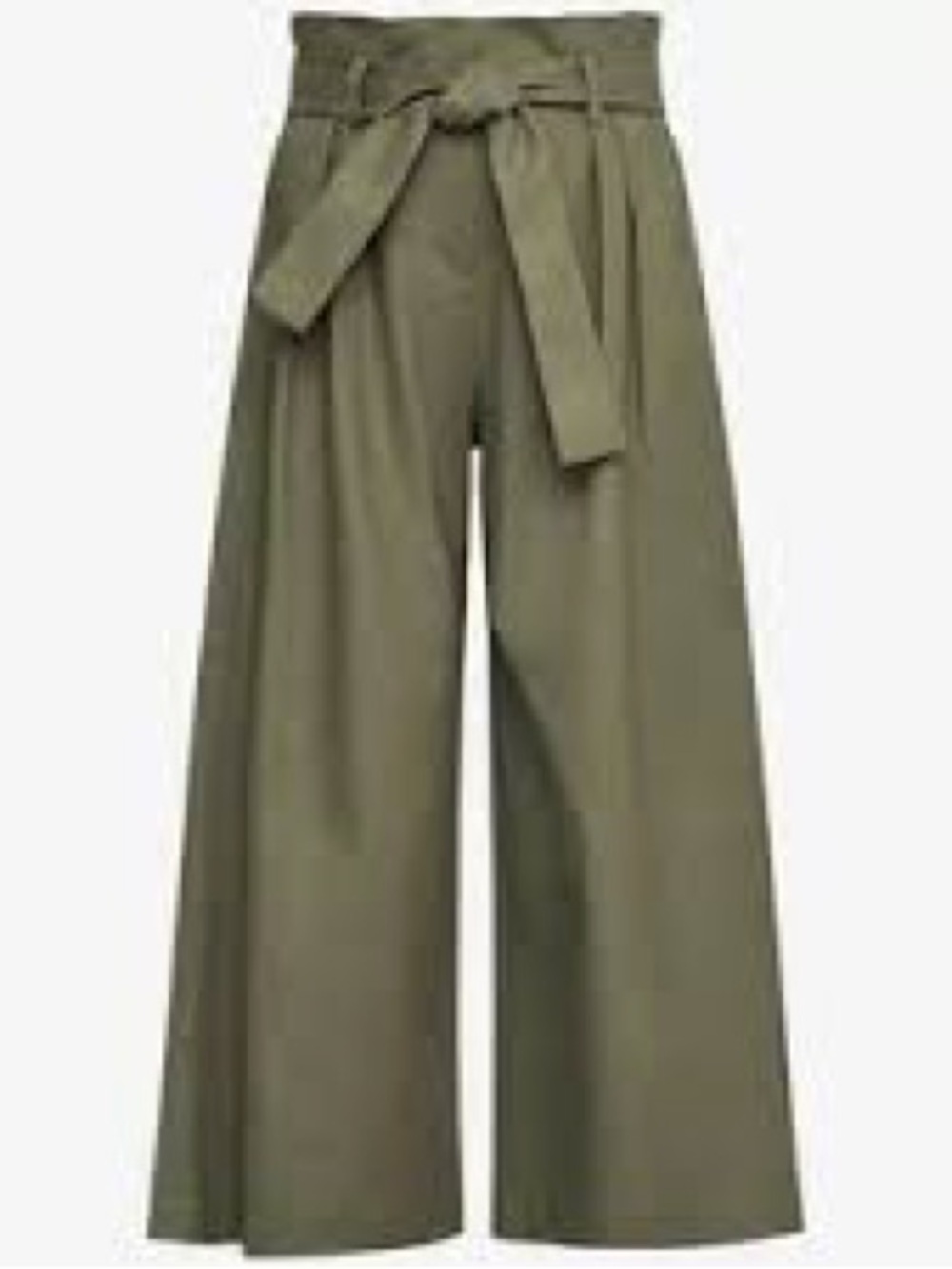 BCBGMaxAzria Olive Green Paperbag Waist Wide-Leg Cropped Pants  Size S NWT